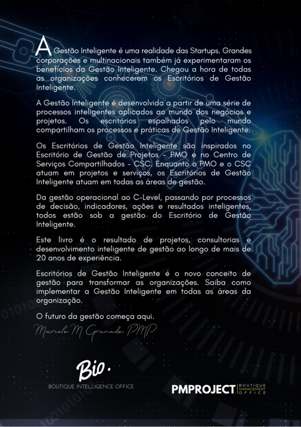 Capa do Livro ESCRITÓRIOS DE GESTÃO - Contra Capa